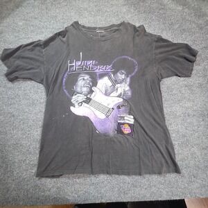 Jimi Hendrix Shirt Mens XL Black Guitar Portrait Graphic Tee Rock Band Music